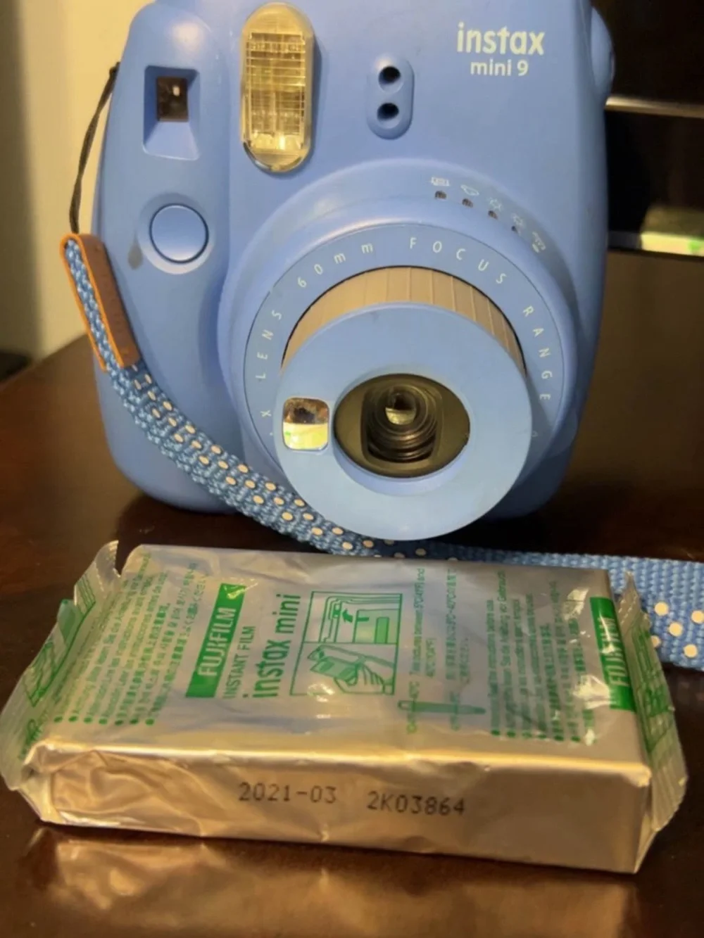 Fujifilm instax mini 9 Compact Instant Camera - Light Blue with Blue Strap